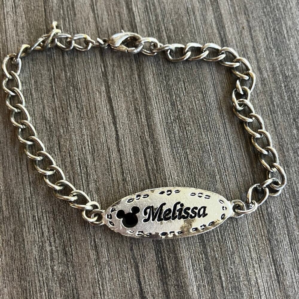 Melissa Disney Mickey Mouse Charm Bracelet Vintage Chain Lobster Clasp Patina